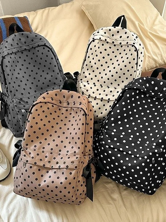 Fashionable Nylon Material Zipper Backpack Sweet College Style Youth Backpack Summer 2025 Plastic Hardware Support Water Bott...