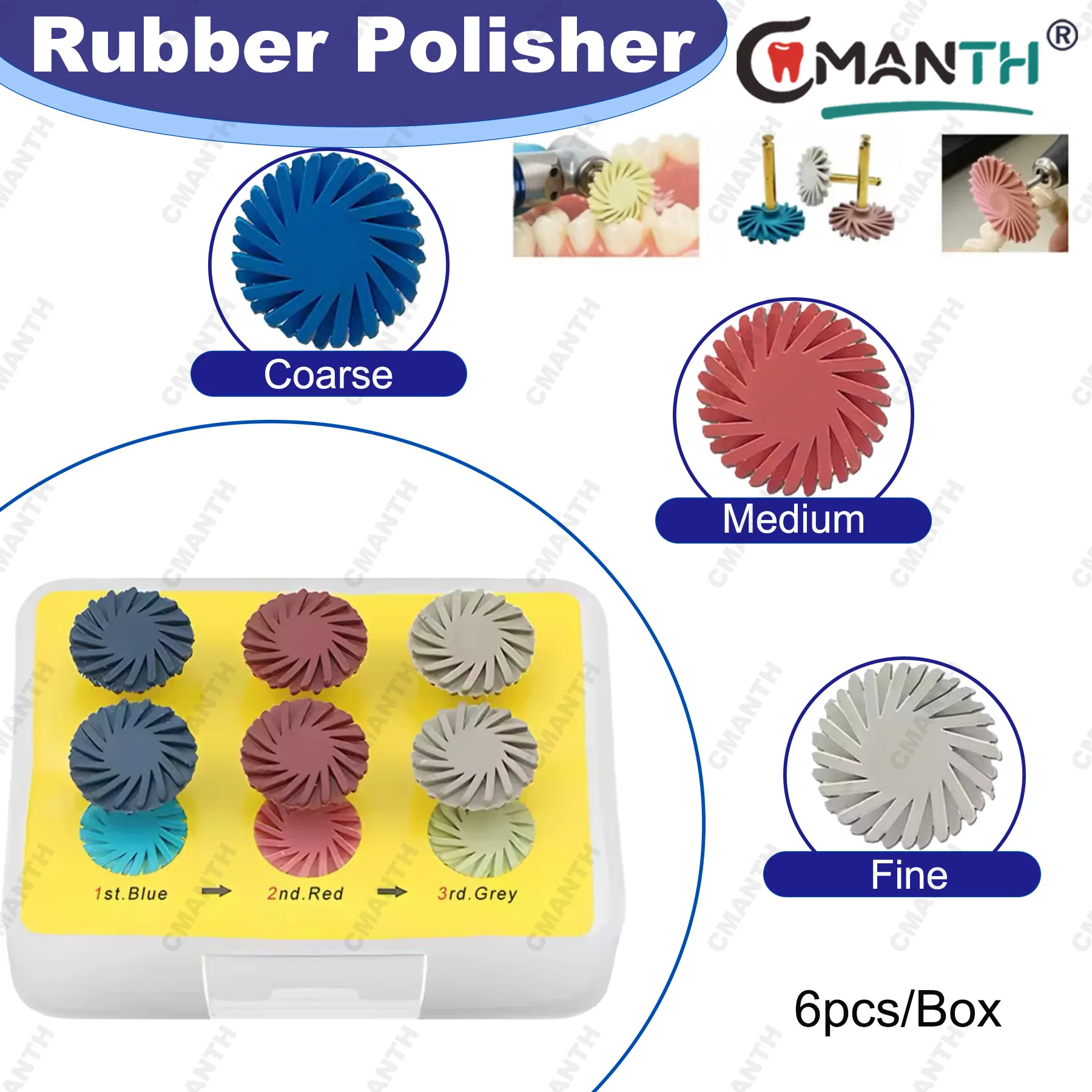 

Dental Composite Resin Polishing Discs 3 Colors Spiral Flex Brush For Composite Ceramic Grinding Polishing Dentist Tool 6Pcs/Box