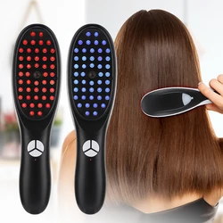 Electric Massage Comb Blue Red Light Therapy Vibration Hair Massage Scalp Brush Negative Ion Spray Hair Growth Massager