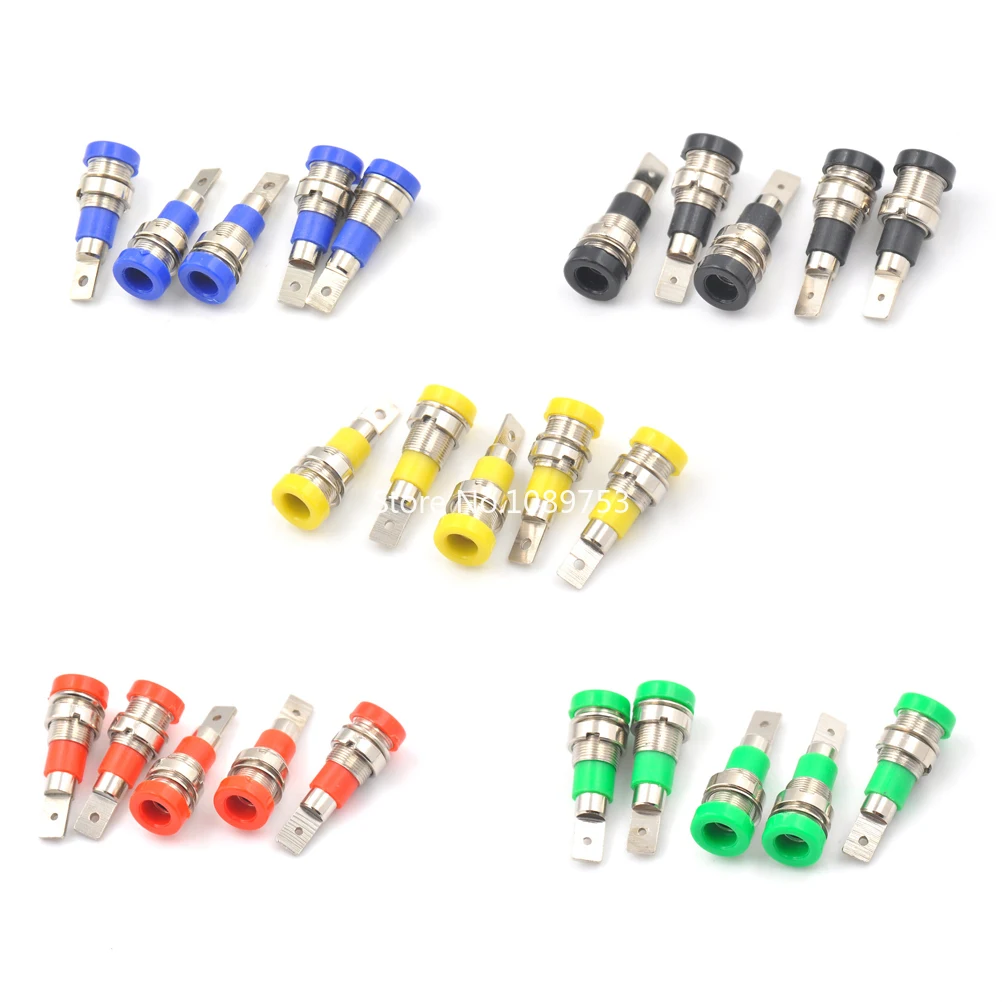 10Pcs 4mm Banana Female Jack Socket Connector Banana Binding Post Panel Mount Adapter