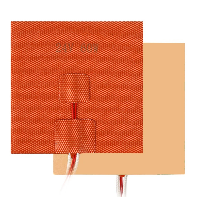 1 Piece 3D Printer Silicone Heater Pad Fiberglass Cloth 3D Printer Heated Bed Orange 100X100mm