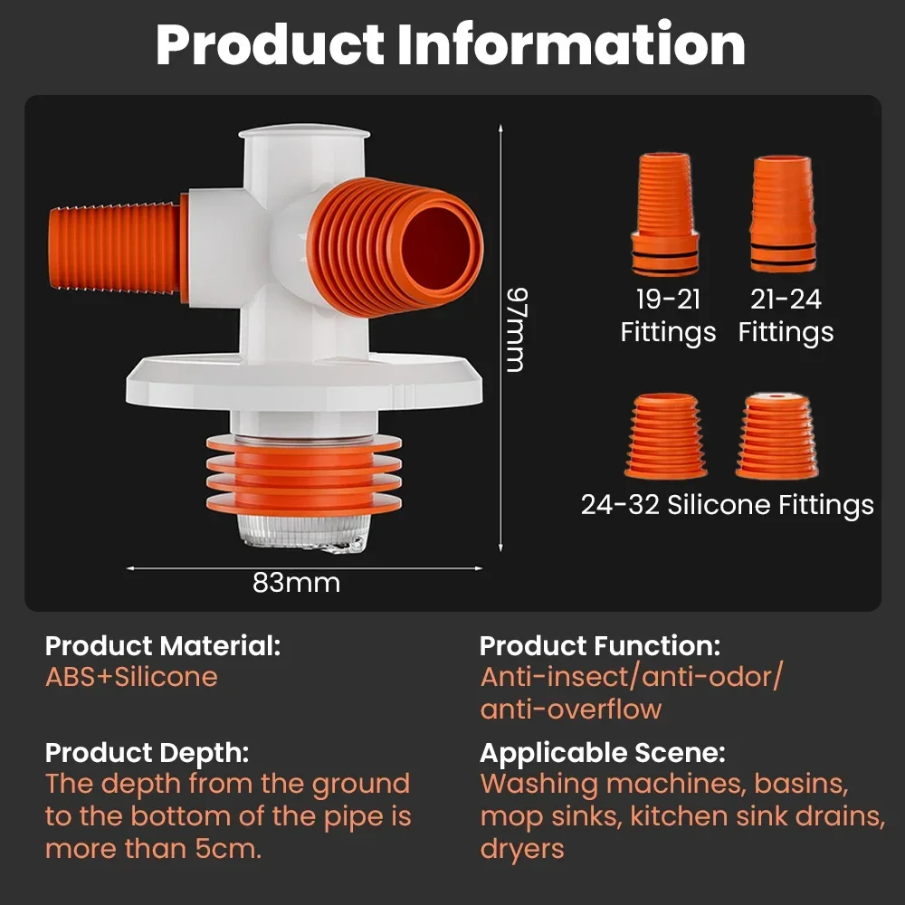 Waschmaschine Boden Abflussrohr T-Stück 2 in 1 Deodorant Waschmaschine Abwasser becken Waschbecken Winkel bogen Rohr verbinder Bad zubehör