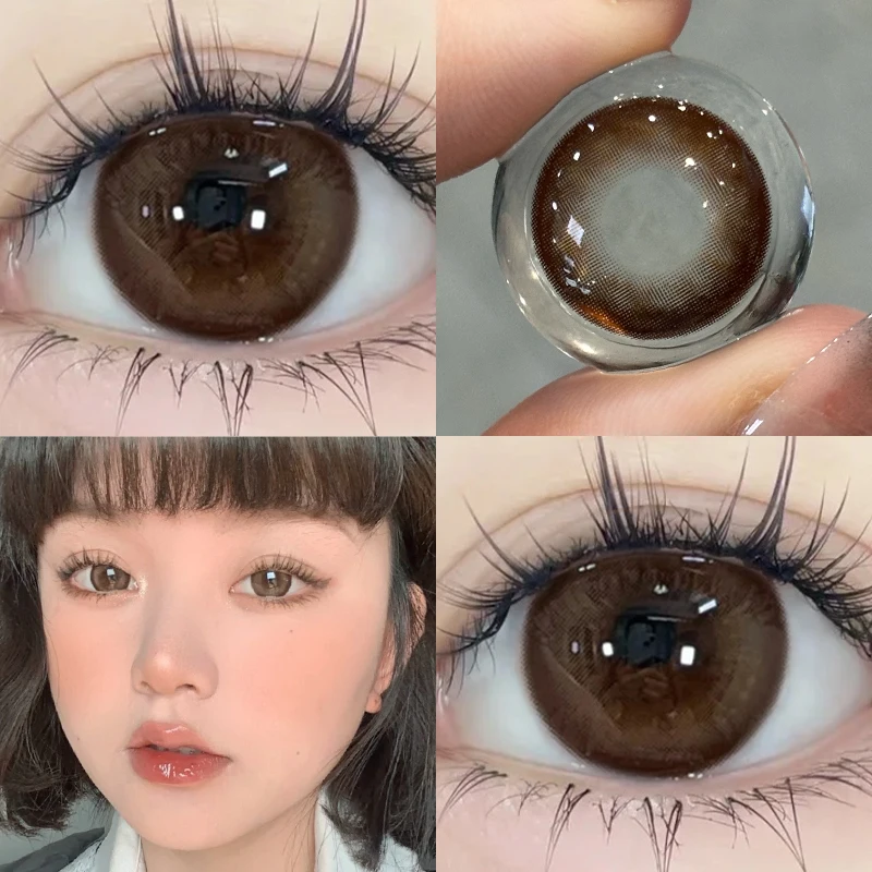 Two Piece Large Diameter Eye Lens Black Contact Lens with Eye Contact Magnifying Eye Color Cosmetic Student of the Year Natural