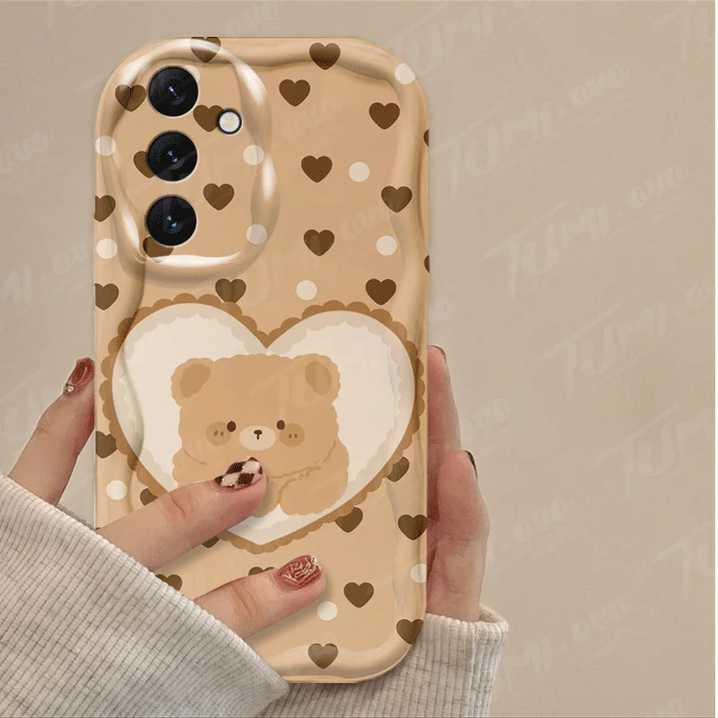 Lovely Coffee Bear Silicone Phone Case For Samsung Galaxy A52 A32 A52S A72 A12 A22 A11 A21S A31 A51 A71 A20 A30 A50 Back Cover image 3