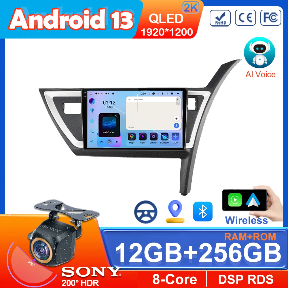 

QLED Android 13 Car Radio For Toyota Auris Mk2 2013+ Multimedia Video Player Navigation GPS Carplay Android Auto Stereo NO 2Din