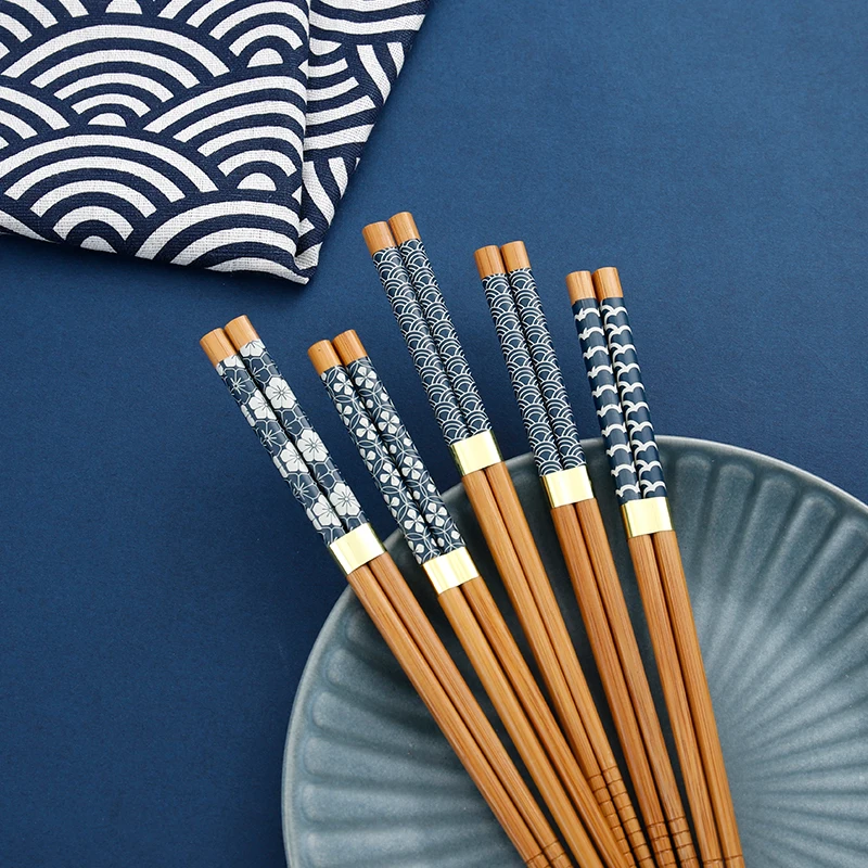 Reusable 5Pairs Japanese Chopsticks for Sushi Non-Slip Food Sticks Chop Sticks Chinese Chopsticks Tableware Gift Kitchen Tools