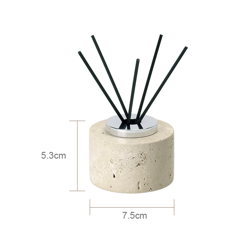 Beige Travertijn Badkamerset Natuurlijke Marmeren Zeepdispenser Rietverspreider Tissue Box Lade Badkameraccessoires - afbeelding 1