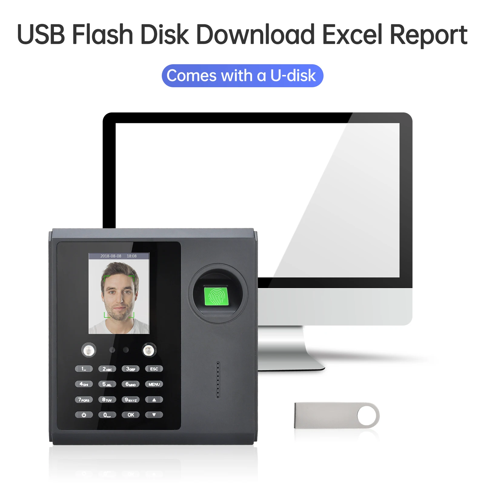 Attendance Machine Employee Biometric Fingerprint Password Time Attendance Machine  Time Clock facial recognition