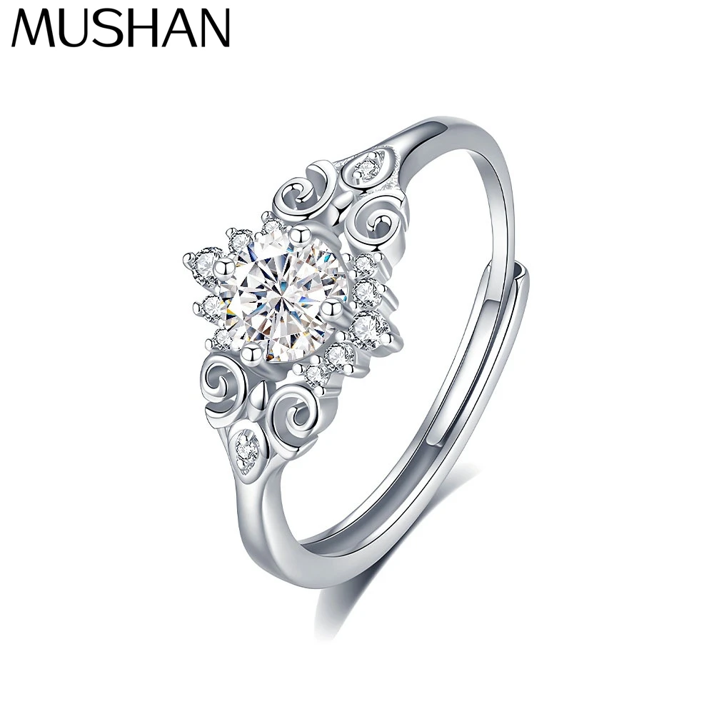 

MuShan Brand Jewelry 925 Sterling Silver Ring VVS Moissanite Engagement Ring for Partner 18K Real Gold Plated MST Patent Rings