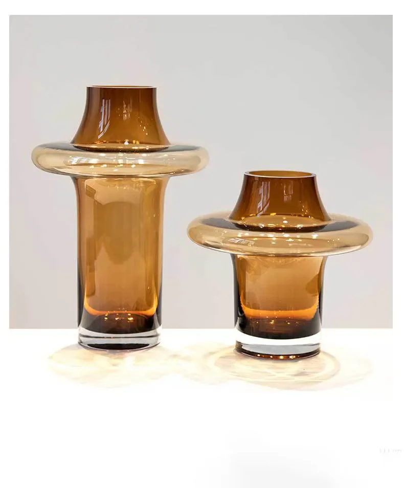 

z New Creative Amber Glass Vase With Weighted And Thickened For Home Decoration