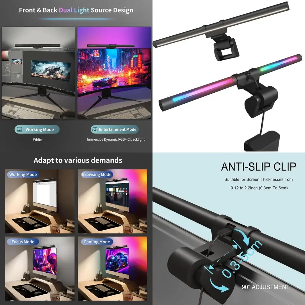 

Touch-Controlled Dimmable LED Task Lamp for Desk, Monitor Light Bar, USB Powered, Compatible with Alexa and Assistants