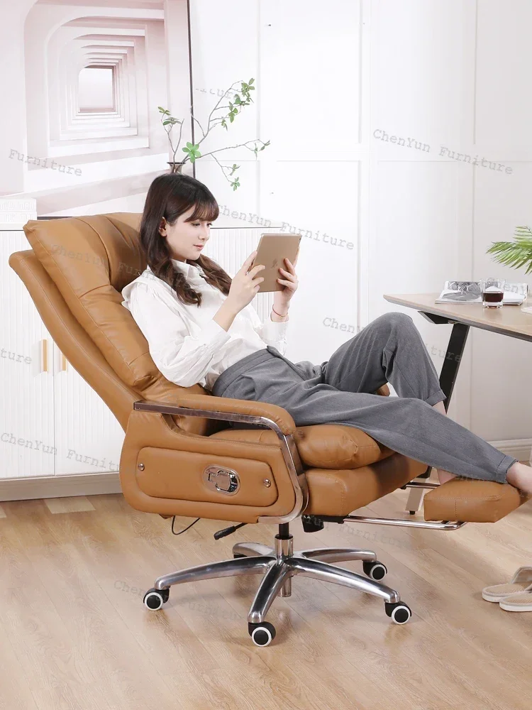 Modern Leather Ergonomic Office Chair Ergonomic Midday Rest Arm Mobile Computer Office Chair Study Cadeira Office Furniture