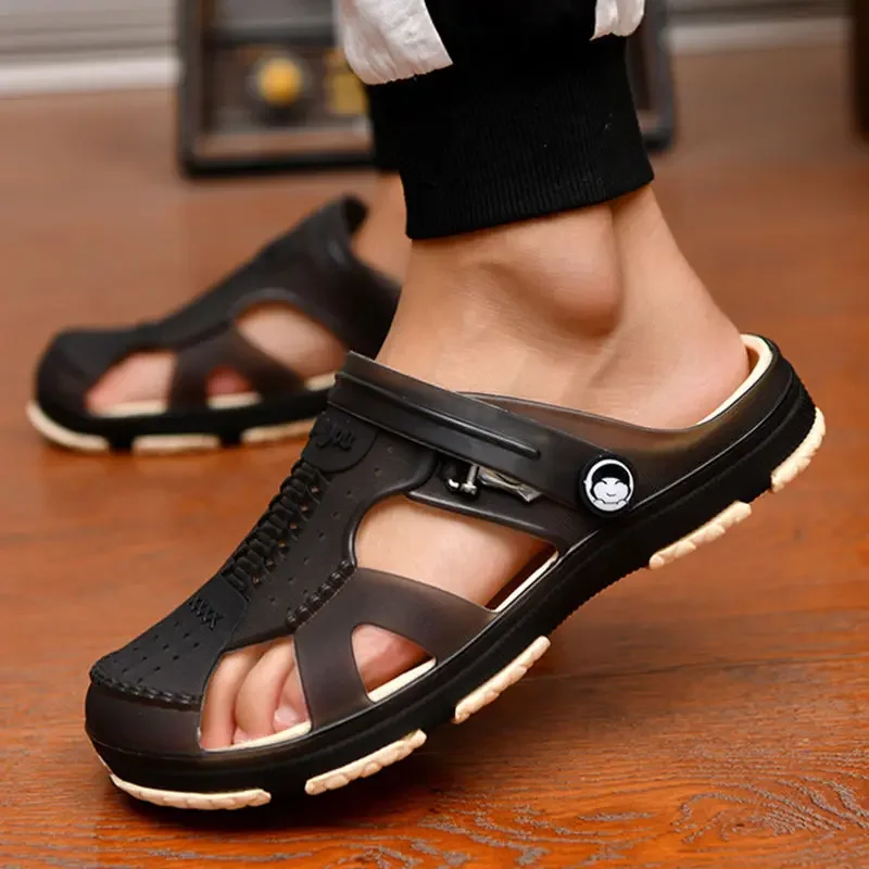 Sandals Men Slippers Outdoor Beach Casual Shoes Zapatos De Hombre Indoor Durable Anti Slip Peep Toe New 2023