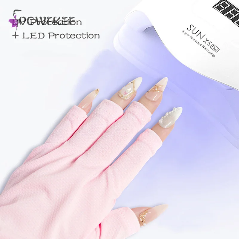 

2Pc/1 Pair Nail Art Glove UV Protection Glove Anti Black Gloves Protecter For LED Lamp