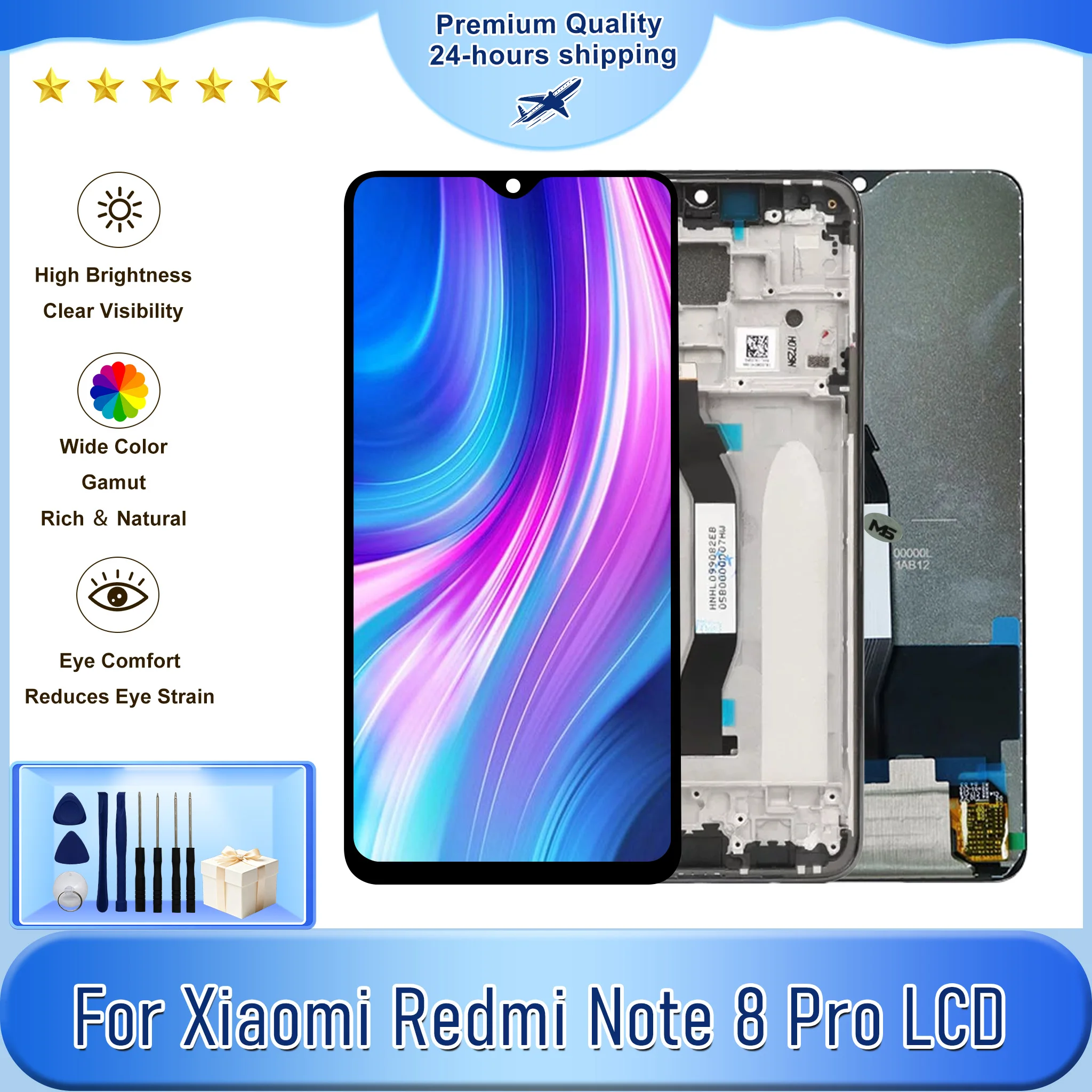 IPS LCD For Xiaomi Redmi Note 8 Pro LCD Touch Panel Screen Digitizer Assembly For Redmi Note 8 Pro Display M1906G7I Replacement