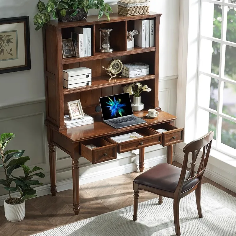 

Американский письменный стол из цельного дерева, комбинация мебели для учебы студентов, небольшая квартира. Подходит для украшения интерьера.