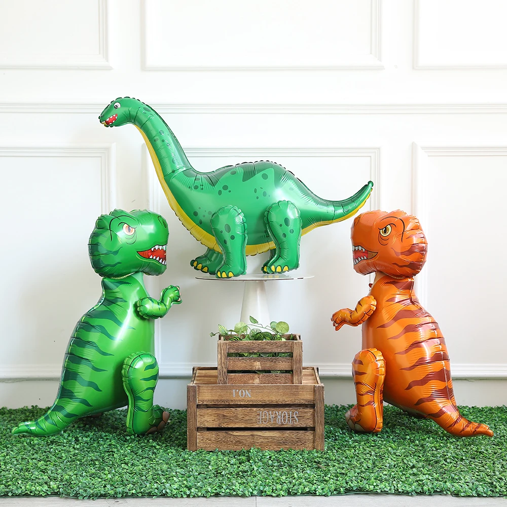 Dinosaurs Ball 4D Giant Dinosaurs Foil Balloon Inflatable Self Standing Birthday Balls For Boy Jungle Animal Baby Shower Decor