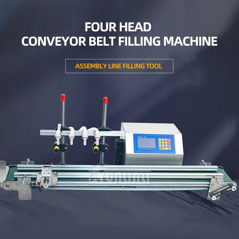 4 Heads  Assembly Line Conveyor Belt Filling Machine Low Viscosity Automatic Liquid Filling Machine