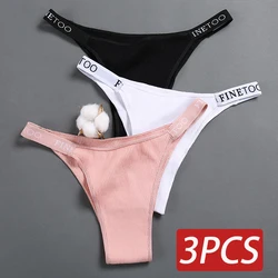 3PCS/Set FINETOO Cotton Panties Women Sexy Letter Waist Female Underpants Women's Lingerie Thong Pantys Underwear Intimates