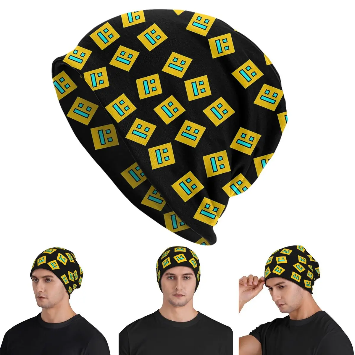 Video Game Geometry Dash Skullies Beanies Hats Warm Autumn Winter Outdoor Cap Knitted Bonnet Caps for Men Women Adult