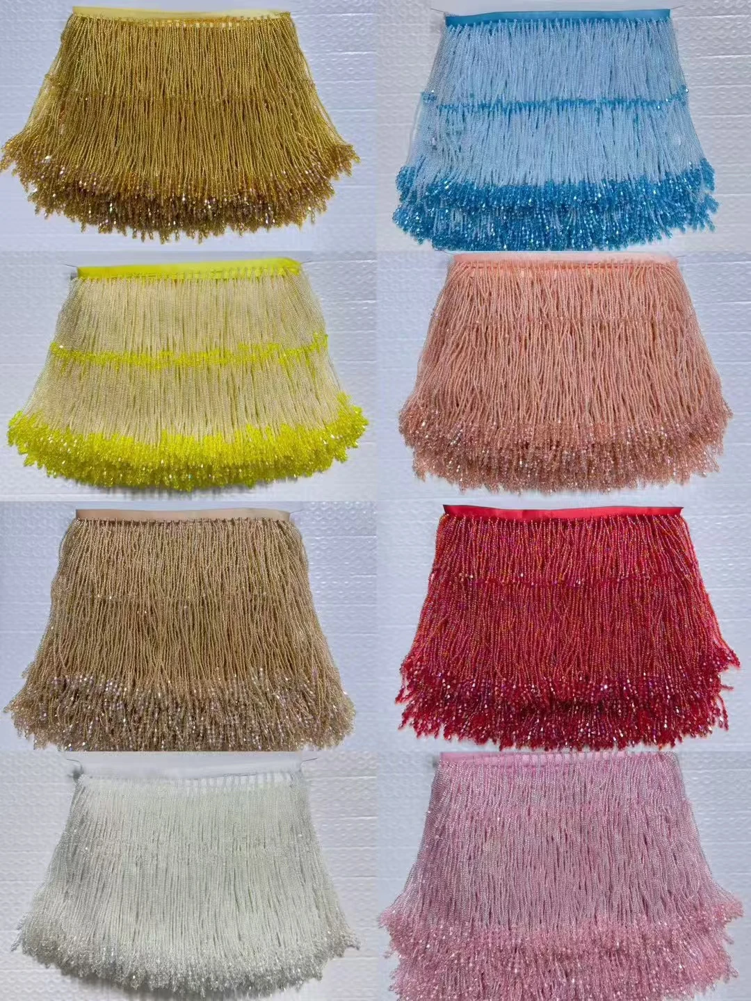 

5 Yards 15cm Wide Seed Beads Crystal Beads Beaded Fringe, Dress Fringe, Curtain Lampshade Tassle Fringe, Custom make colors