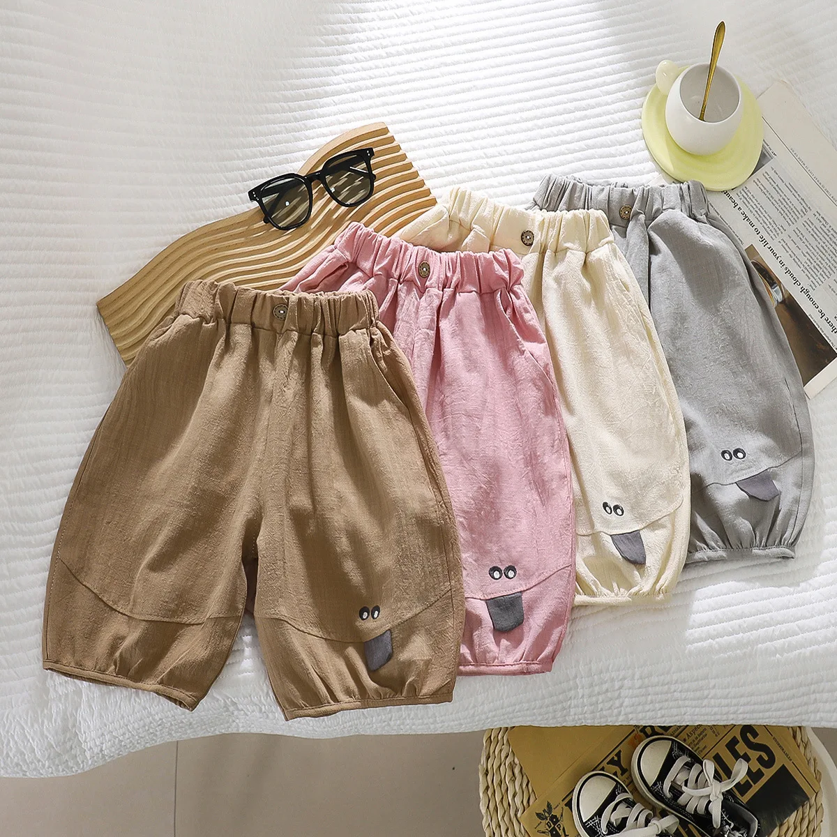 Kinder Leinen-Laternenhose 2026 Sommer Jungen Cartoon Atmungsaktive Lockere Sportliche Hosen Mädchen Tägliche Spielkleidung Jogginghose