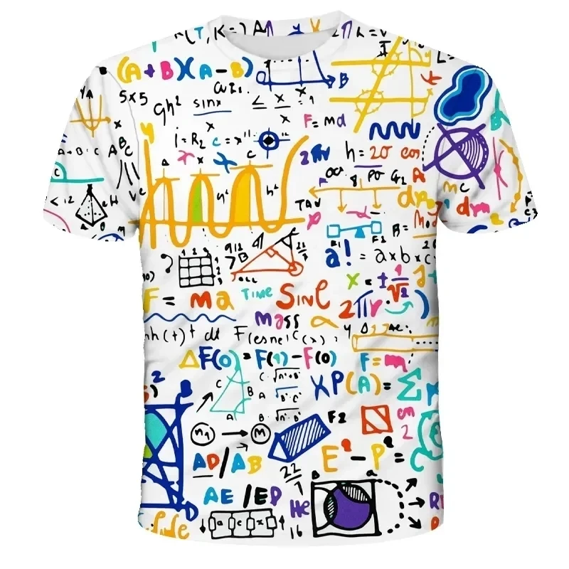 Fashion Fun Mathematical Formula graphic t shirts Summer Casual Trend Round Neck Tees Leisure Harajuku Printed Oversized Tops