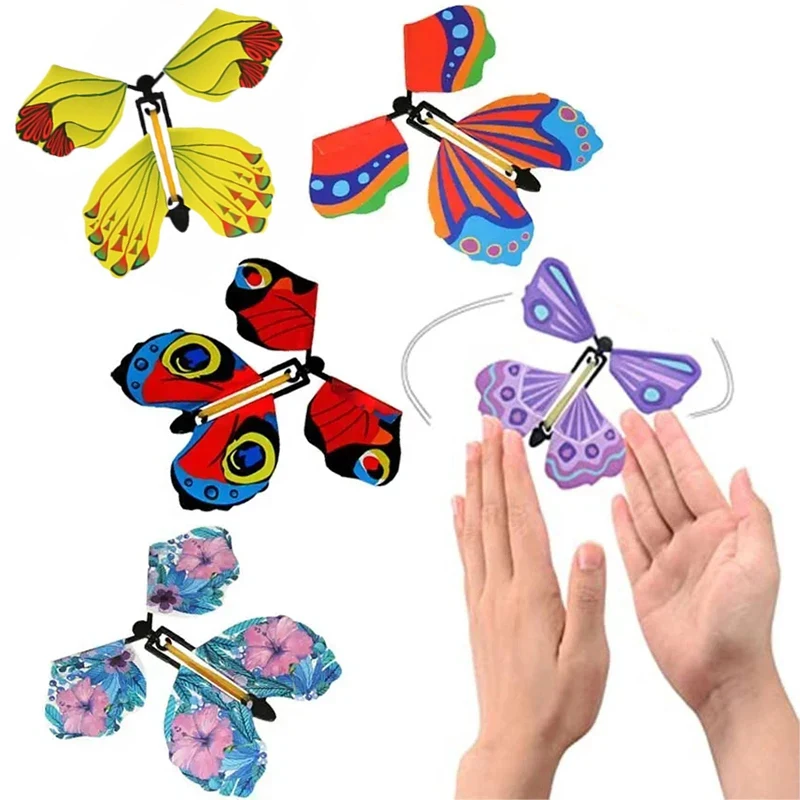 

20PCS Color Magic Flying Butterfly Rubber Rubber Band Wind Up Toy Exquisite Bookmarks Gift Party Surprises Wedding Decorations