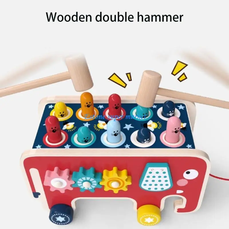 090B لعبة القصف لتنمية عقل الطفل والتفكير المنطقي بمطرقة خشبية