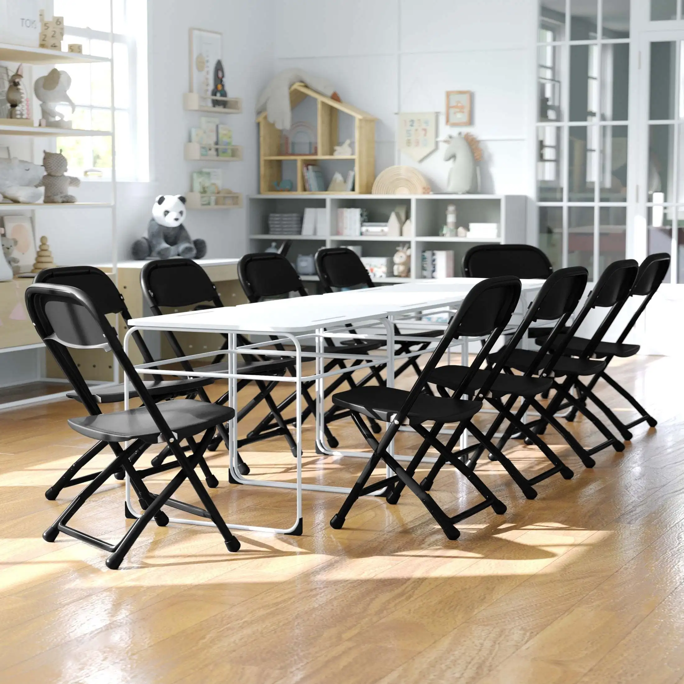 Timmy Kids kursi lipat plastik hitam