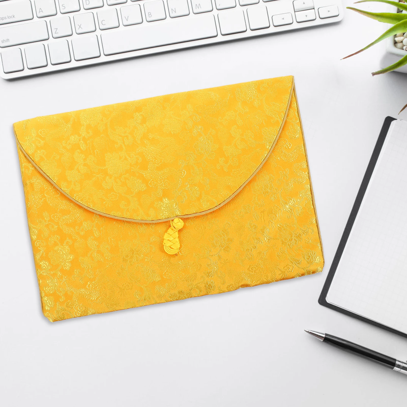 Scripture Bag Yellow Dragon Cloth Storage Bags Quran Cover Jewelry Pouch Travel Office Use Small Containers Long