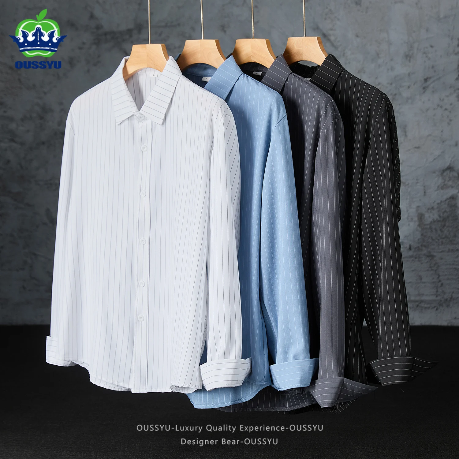 2026 Autumn Men's Striped Shirt New Long Sleeve Business Casual Non-Iron Vertical Stripe Dress Shirt Lightweight Comfortable Top