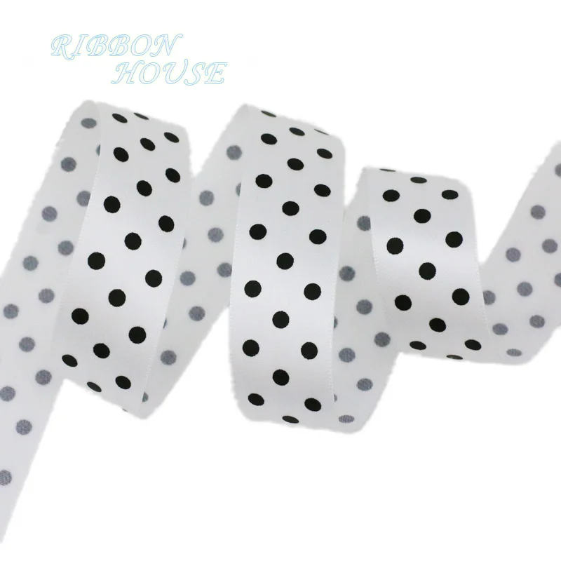 5Meters/Lot 25mm Polka Dot Printed Satin Ribbons DIY Crafts Handmade Material Party Gift Box Decoration Ribbon