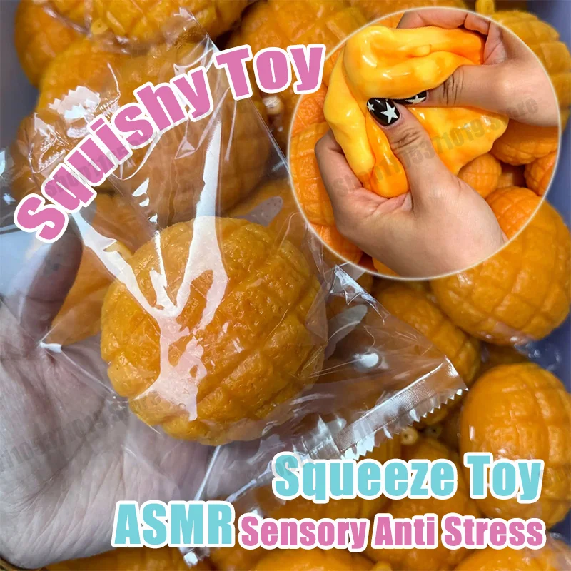 Knuspriger Ananas-Brötchen Squishy Stressball Handgemachtes Lebensmittelförmiges Formbares Quetschspielzeug ASMR Sensorisches Anti-Stress Fidget-Spielzeug Deko-Geschenk