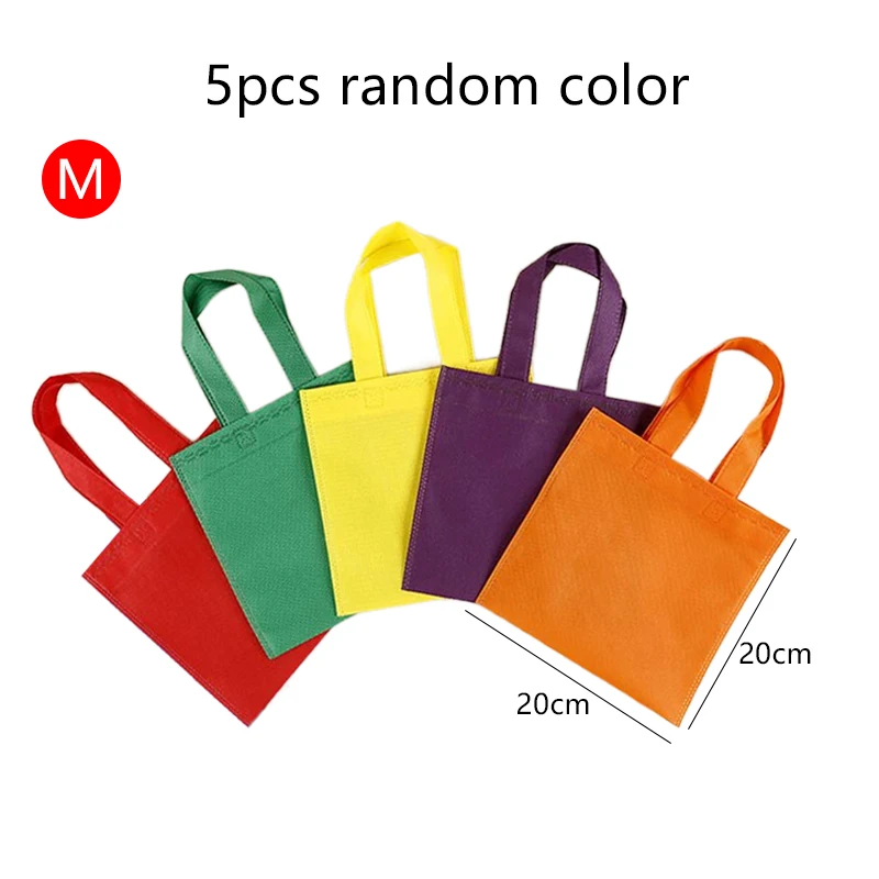 5 Stück leere Goodie-Taschen, 15/20/25 cm, Vliesstoff, wiederverwendbar, für Festivals, Geschenke, Aufbewahrung, Partygeschenke, Tasche für Kinder, Geburtstag, TMZ – Detail 12