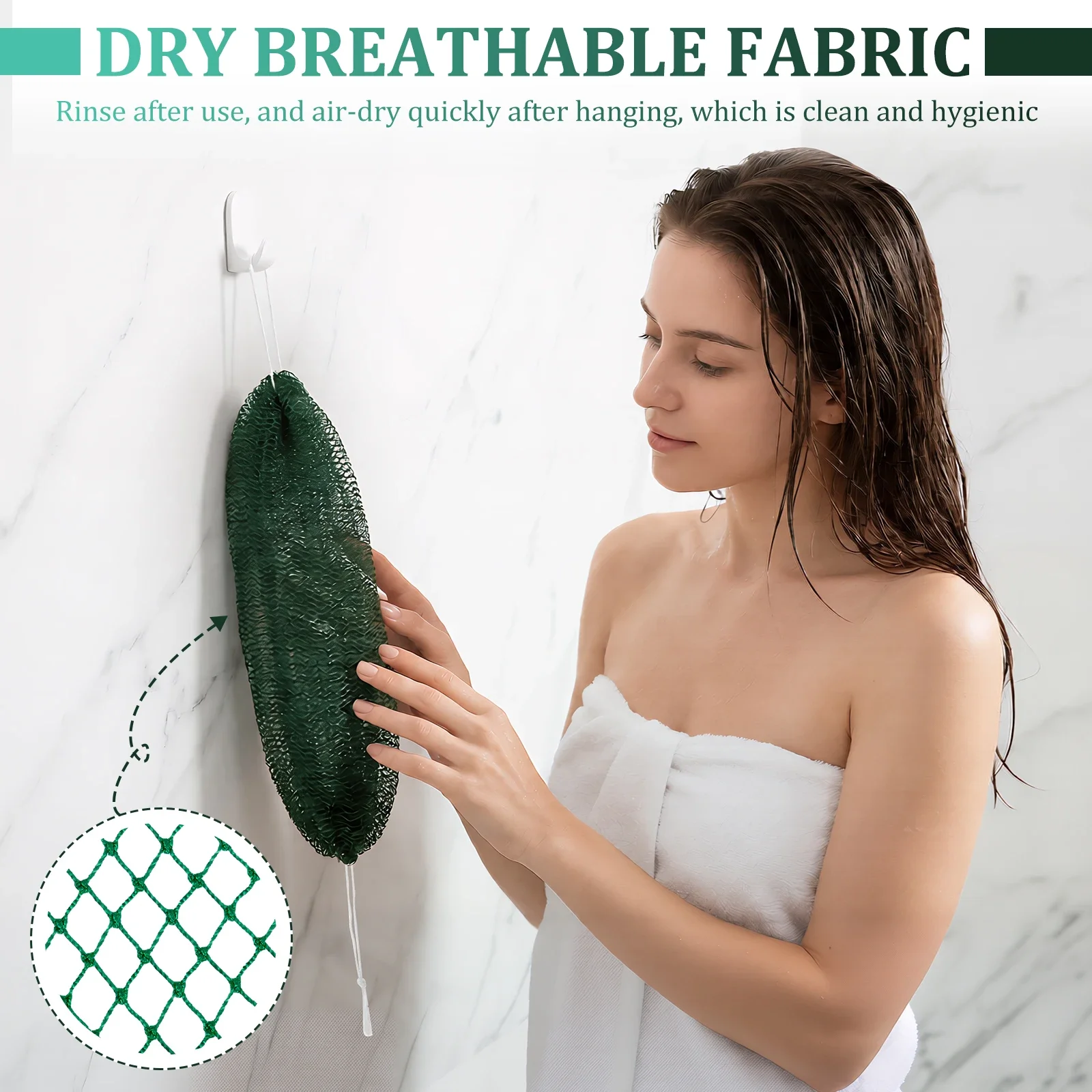 2Pcs African Net Bath Sponge Soft Skin Friendly Exfoliating Body Scrubber Fast Drying Bath Shower Sponge Bathroom Supplies view 5