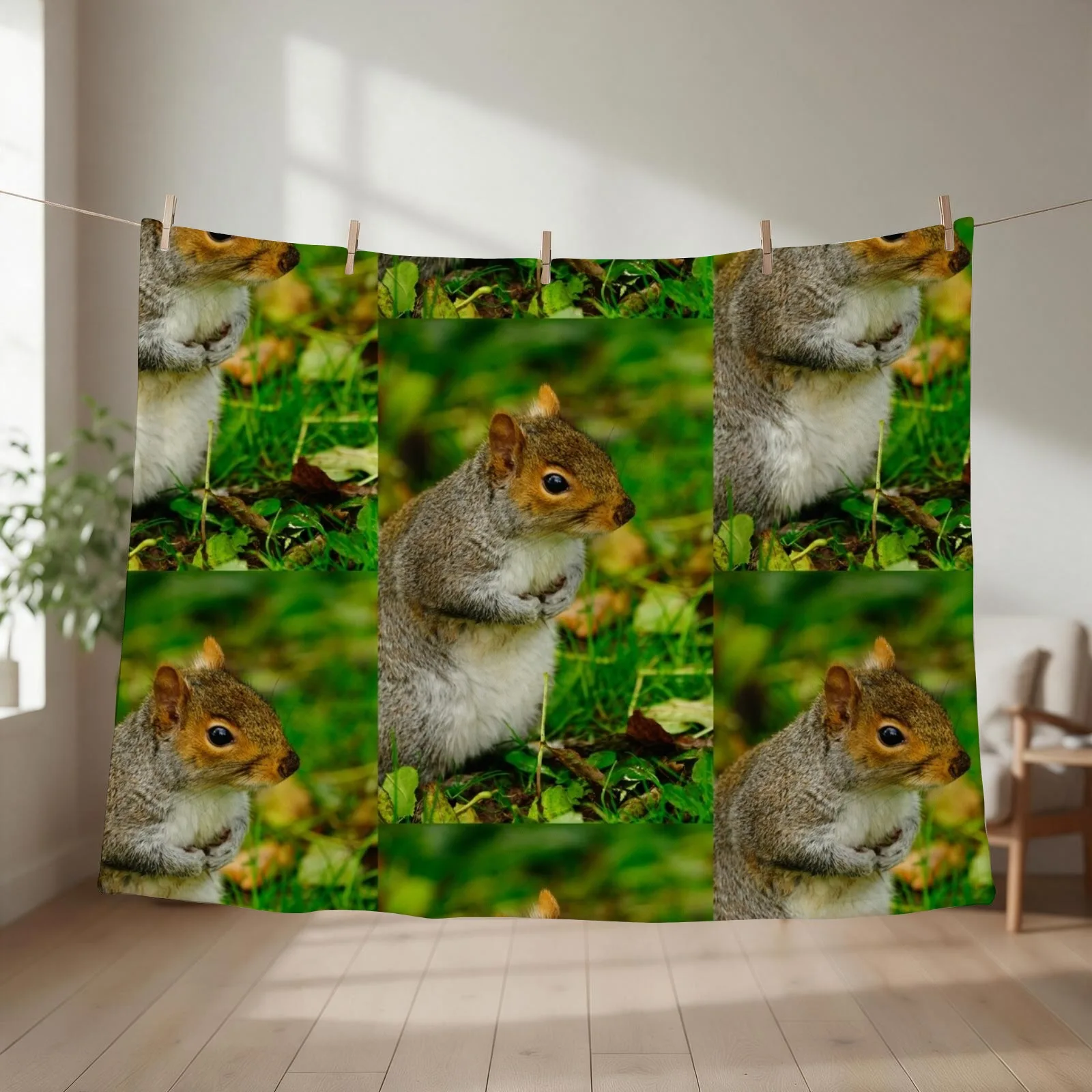 New Grey Squirrel Throw Blanket couch cozy soft plush fuzzy picnic outdoor blanket