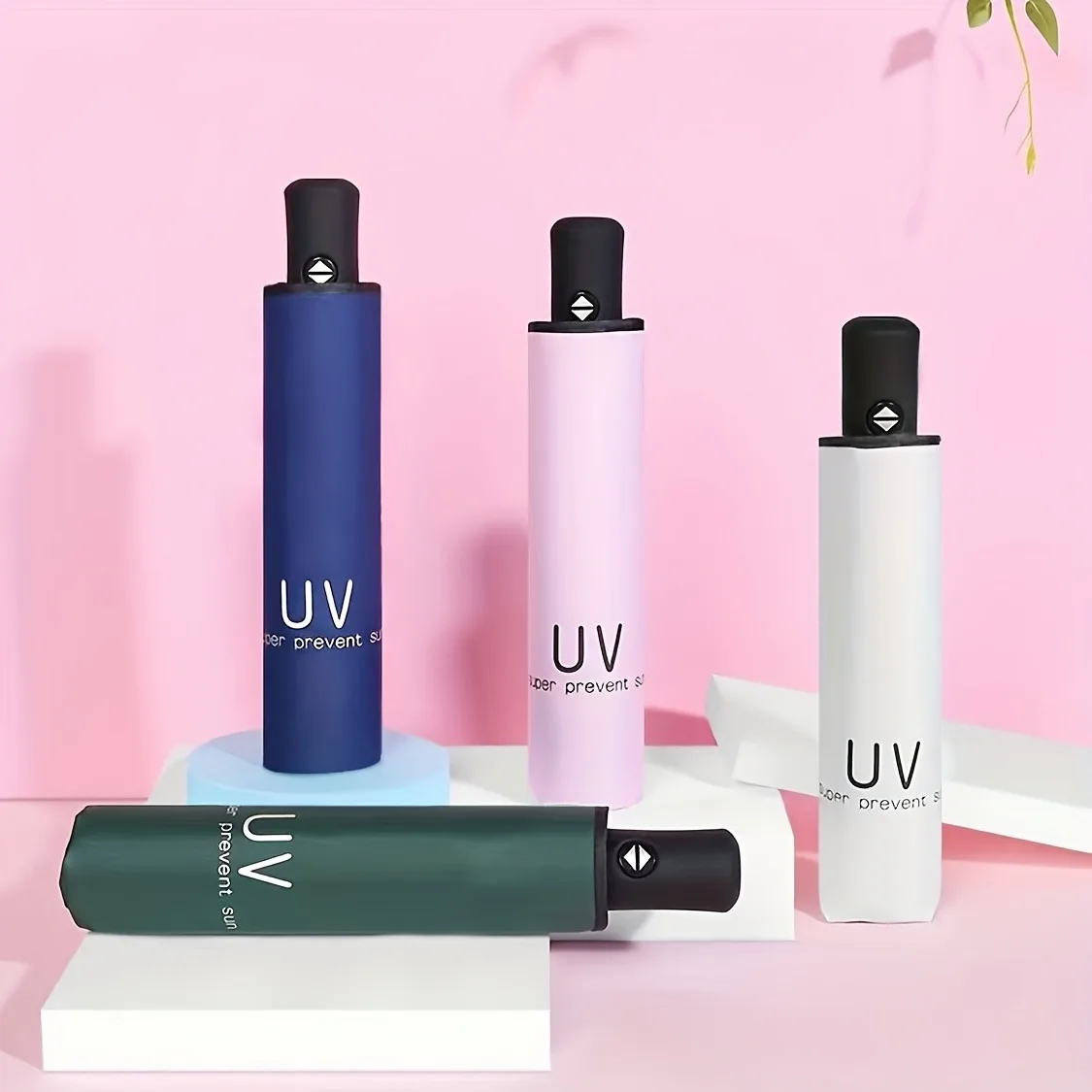 8-Rib Automatic High Quality Umbrella - One-Touch Open/Close, Compact Foldable Design for Men & Women, Navy & Black, Business &