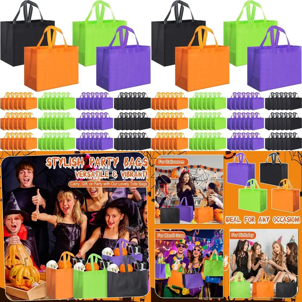 

120-Piece Assorted Mardi Gras Themed Reusable Tote Bags with Handles for Shopping, Parties, and Retail