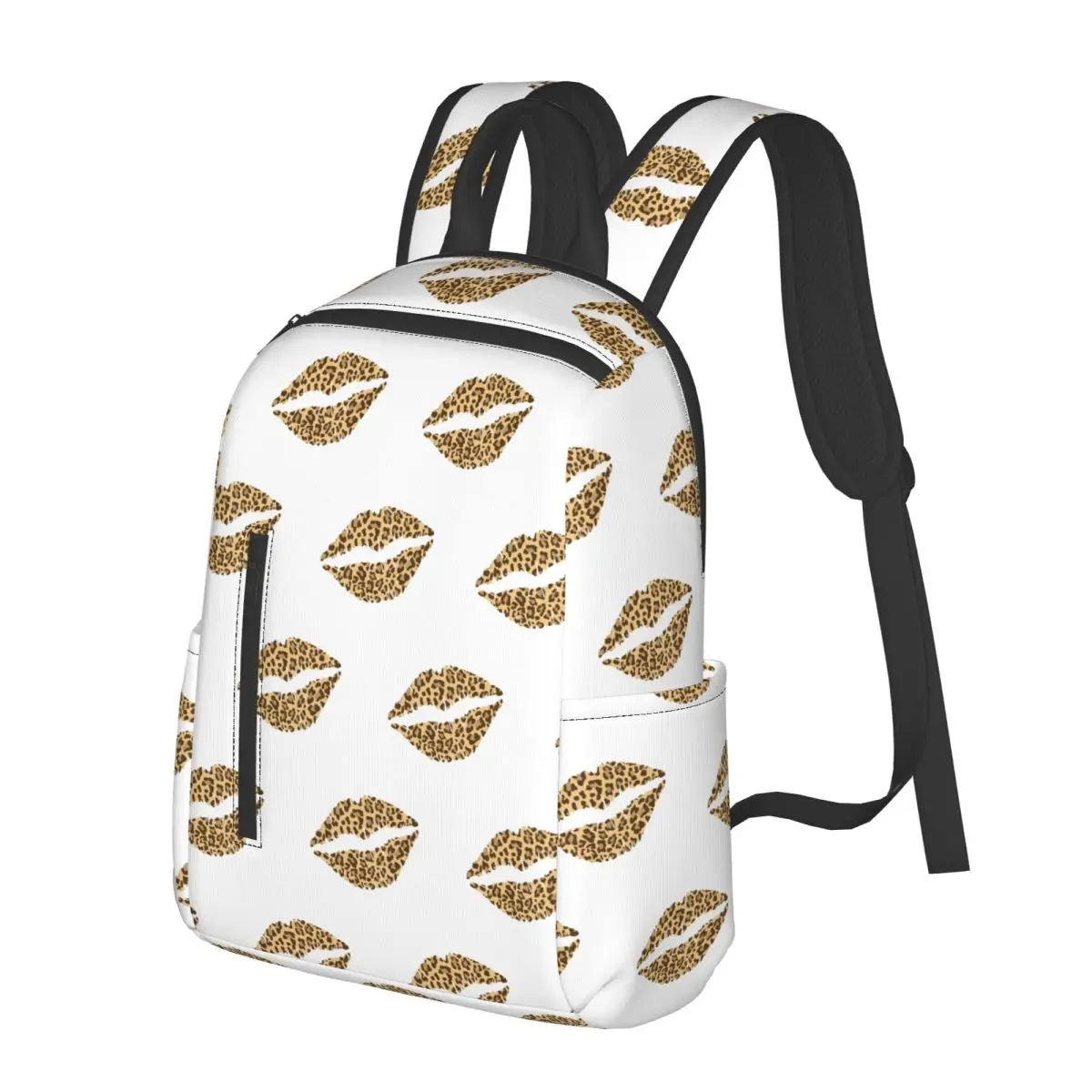 

Leopard Print Lips Student Backpack School Bag Hiking Travel Daypack for Men Women Bookbag Shoulder Bags