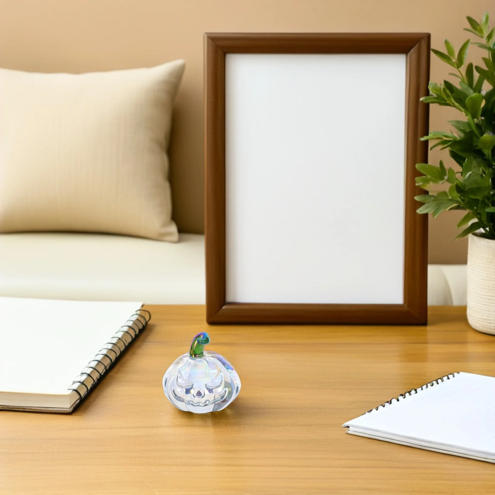 

Elegant Crystal Pumpkin Sculpture Glass Hand Blown Mini Art Fall Harvest Thanksgiving Halloween Decor