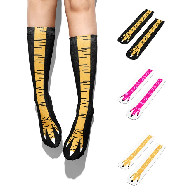 Stopki kurczaka długie skarpetki kobiece Trend w modzie śmieszne skarpetki wzór strusia wiosenne letnie bawełniane skarpetki w połowie rurki odpowiednie dla unisex