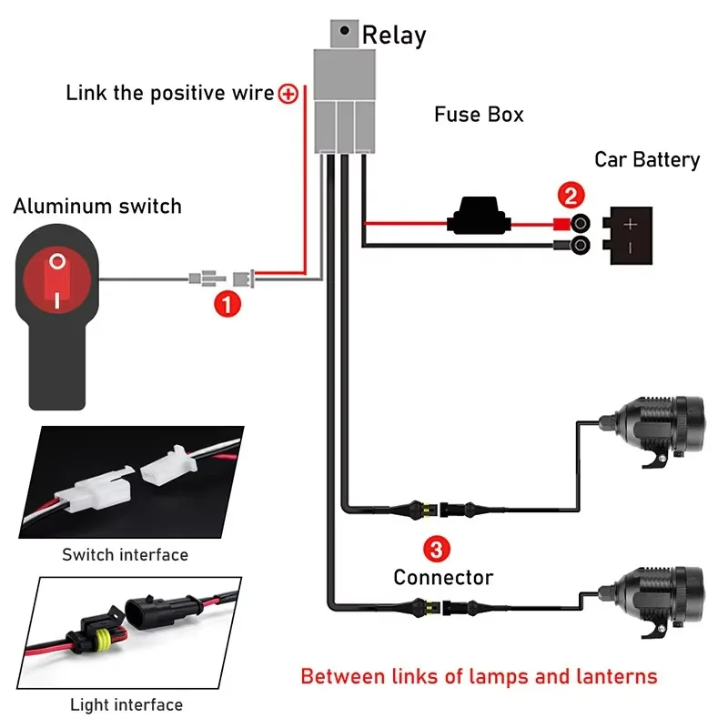 

Жгут проводов реле для светодиодного рабочего освещения, автомобильные светодиодные фары для мотоциклов, мотоциклов, прожектор, провод, комплект переключателей 1,6 м 2