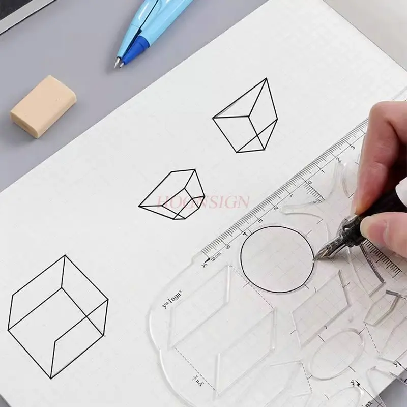 1pcs Flexible ruler, multifunctional function ruler, student drawing ruler, geometric ruler, transparent ruler