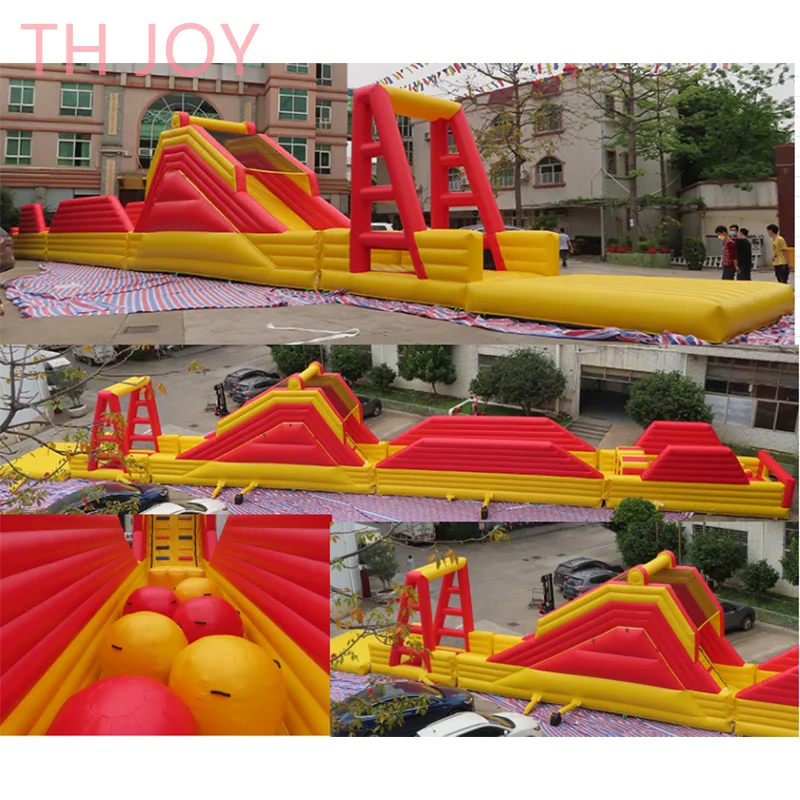 36m long giant Inflatable Obstacle Course, outdoor kids adults training camp games bouncy slides