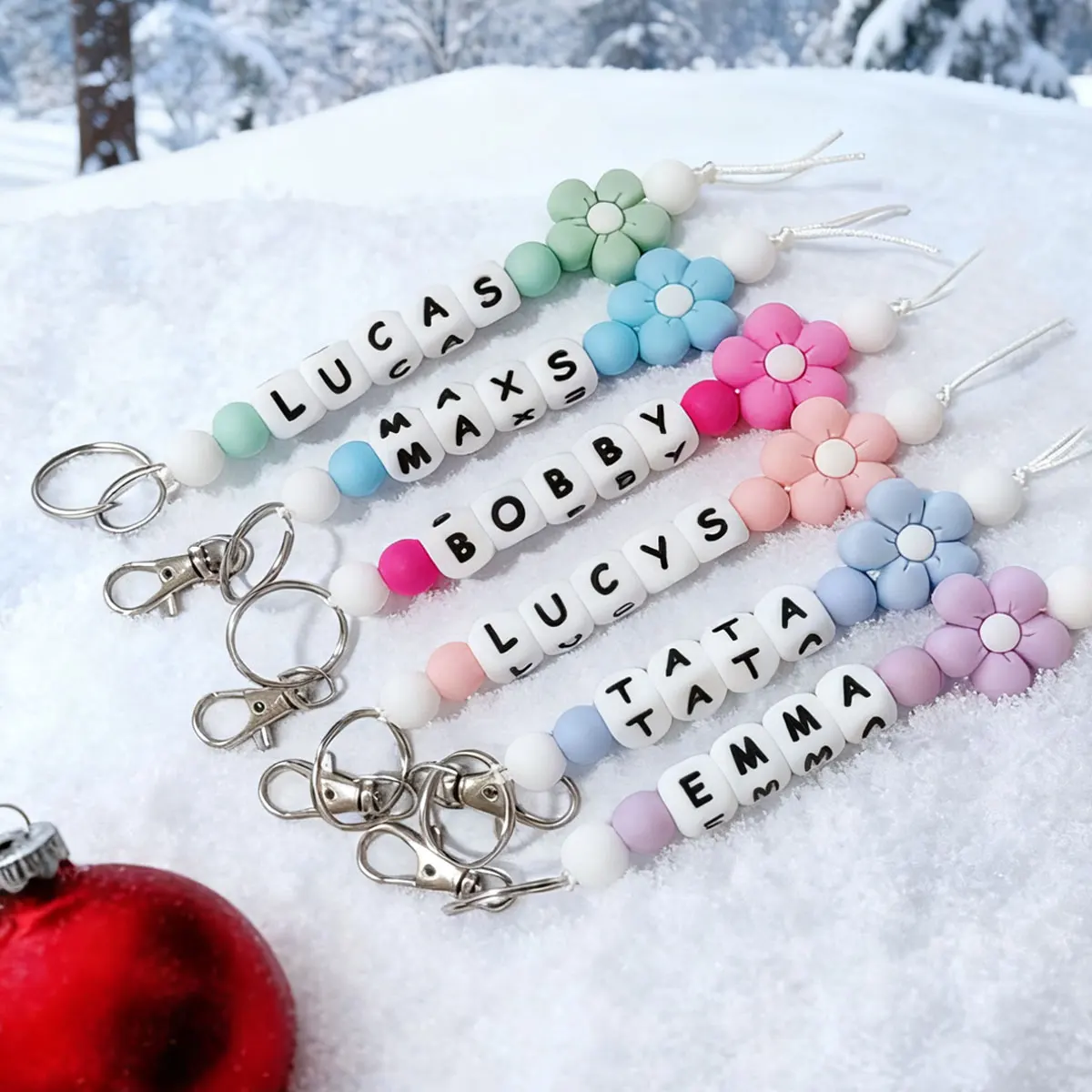 قطعة واحدة من سلسلة مفاتيح السيليكون على شكل زهرة مخصصة، سحر الحقيبة/الكوب، سلسلة مفاتيح مخصصة فريدة من نوعها، هدية عيد الحب/هدية عيد الميلاد