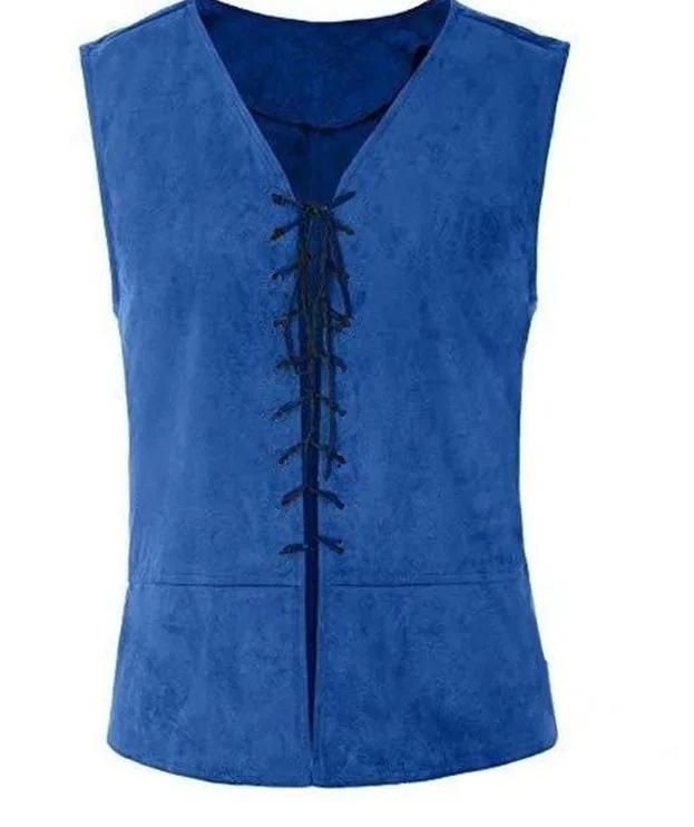 Men's Medieval Renaissance Fake Suede Vest Viking Celtic Costume Pirate Gothic Steampunk Waistcoat Victorian Era Knight Cosplay