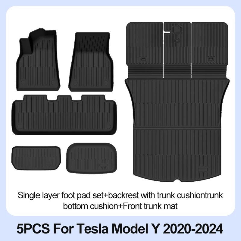 Tesla Model Y Vloermatten 2024 2023 2022 2021 2020 All Weather Vloerbeschermers Volledige Set Waterdicht Antislip Interieurbescherming