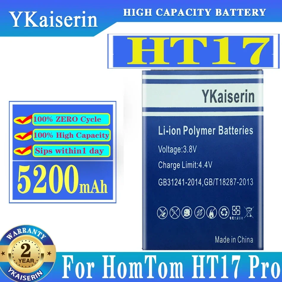 

Новый аккумулятор для Φ HT17 Pro HT17Pro, сменные батареи ykaisсеребрин, аккумулятор большой емкости 5200 мАч, литий-ионная батарея