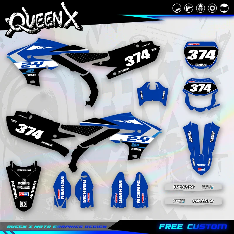 QUEEN X MOTO Complete Graphics For YAMAHA YZF250 2019-2023 YZF450 2018-2022 WRF450 2019-2022 WRF250 2020-2023 Motorcycle Decal